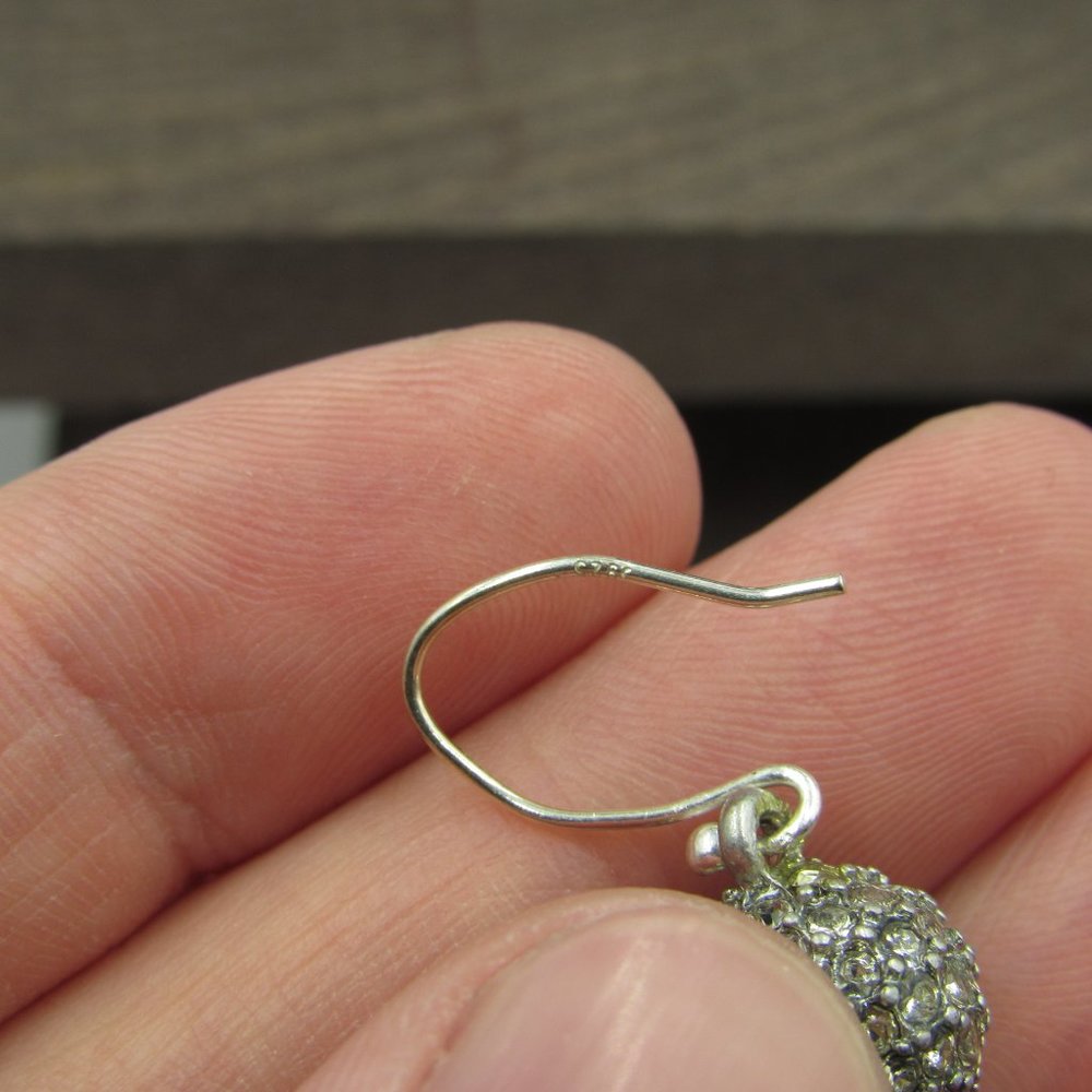 Sterling Rustic Crystal Ball Dangle Earrings - image 2